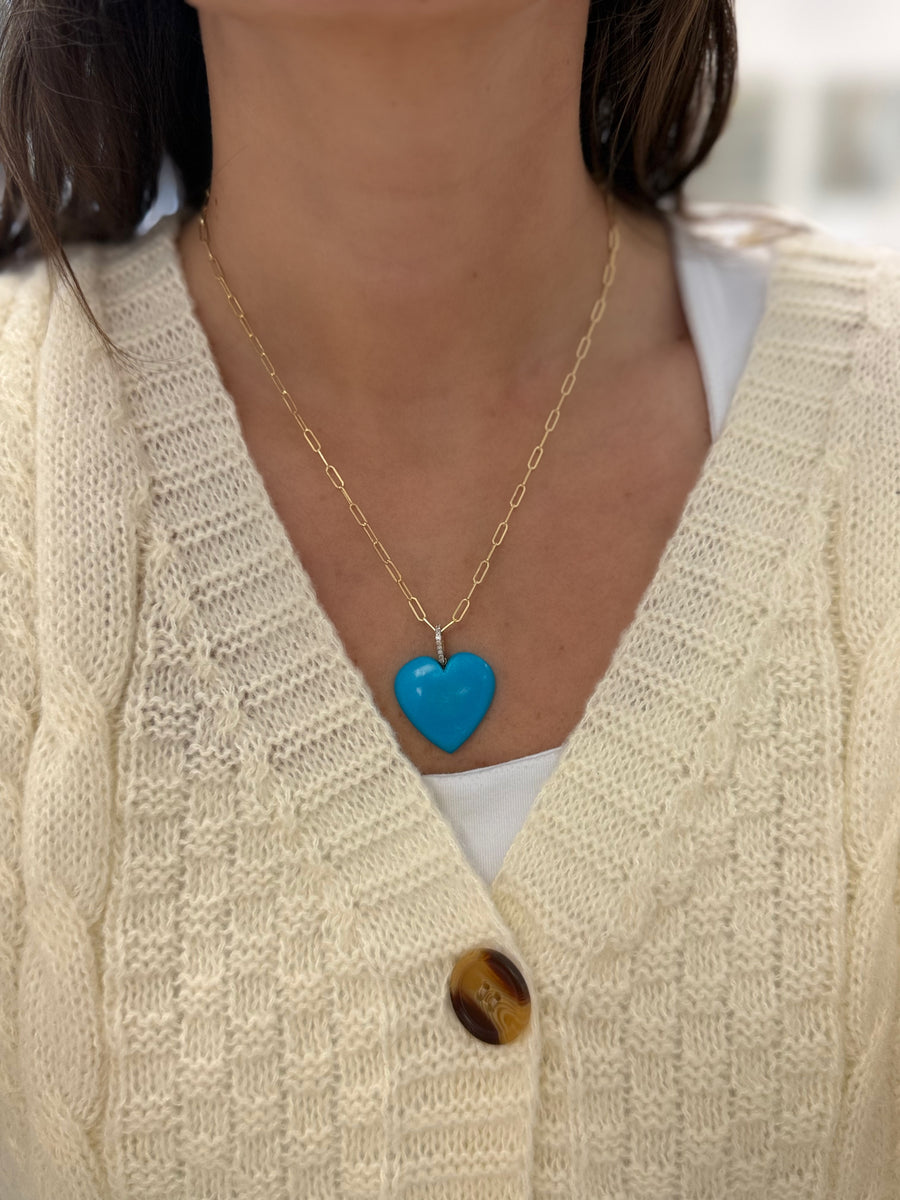 Large Turquoise Heart Charm