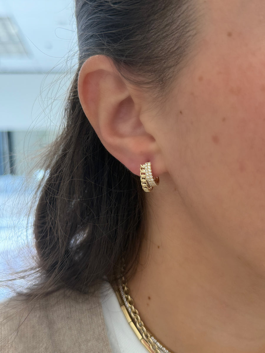 Diamond and Cuban Chain Earrings