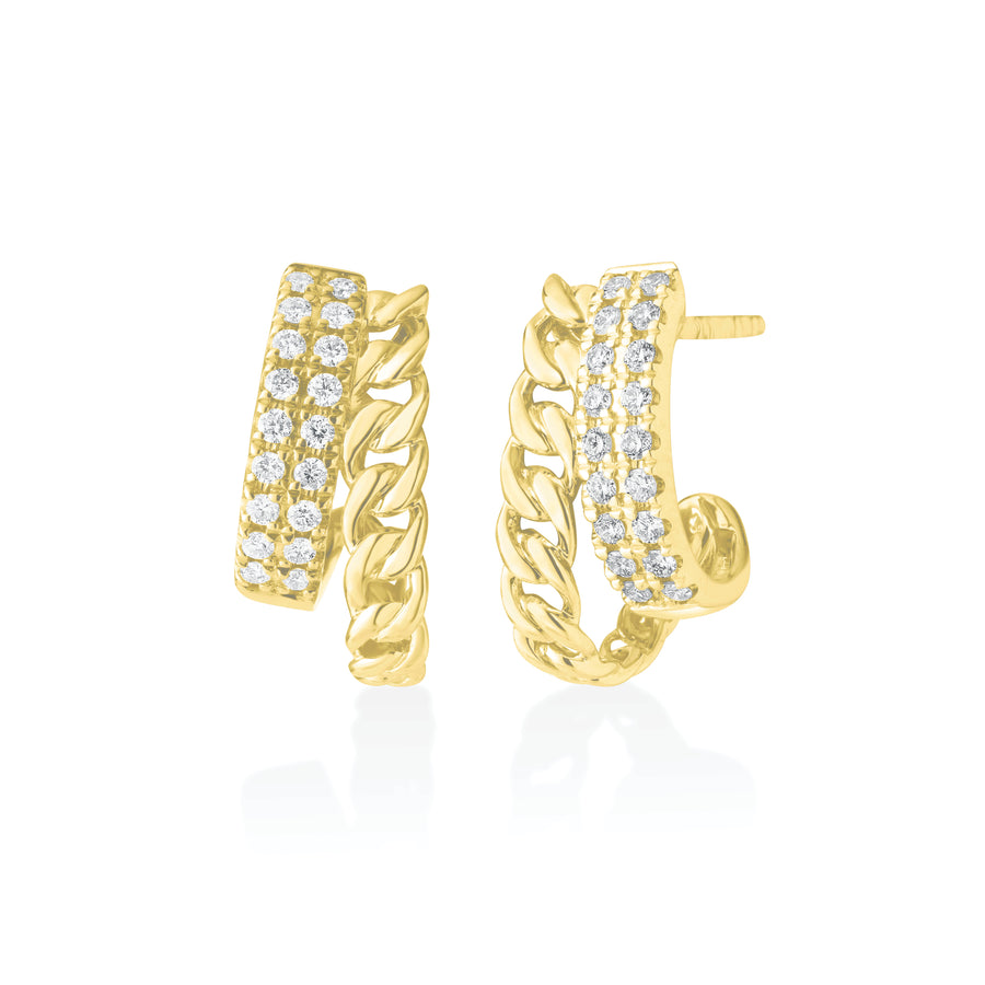 Diamond and Cuban Chain Earrings
