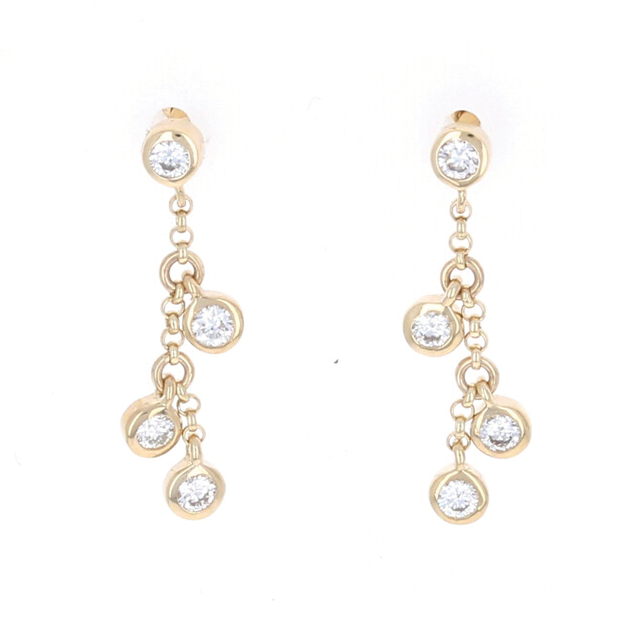 Dainty Bezel Cluster Dangle Earrings