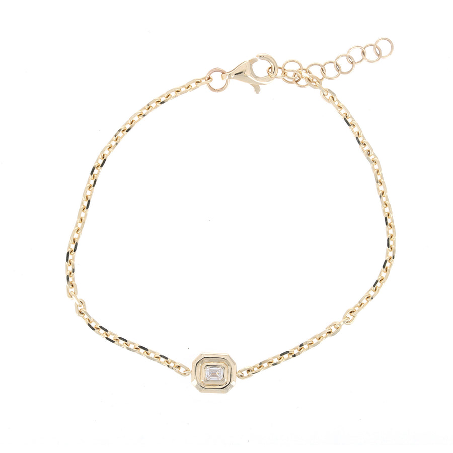 Double Bezel Emerald Solitaire Chain Bracelet