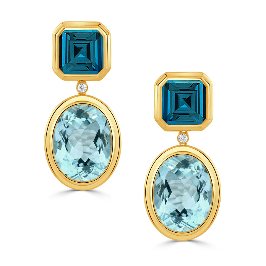 Large Blue Topaz Statement Earrings