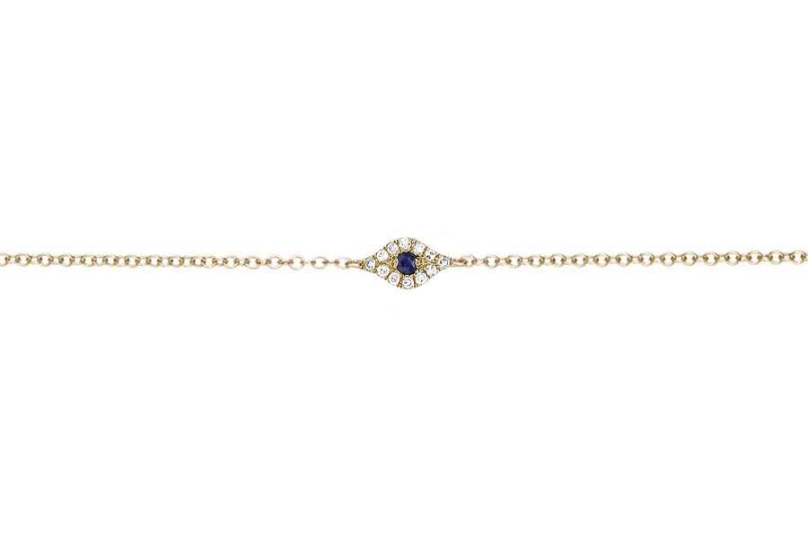 Small Diamond Evil Eye Chain Bracelet