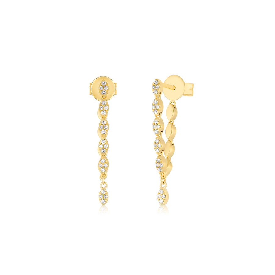 Pave Diamond Marquise Chain Drop Stud Earrings