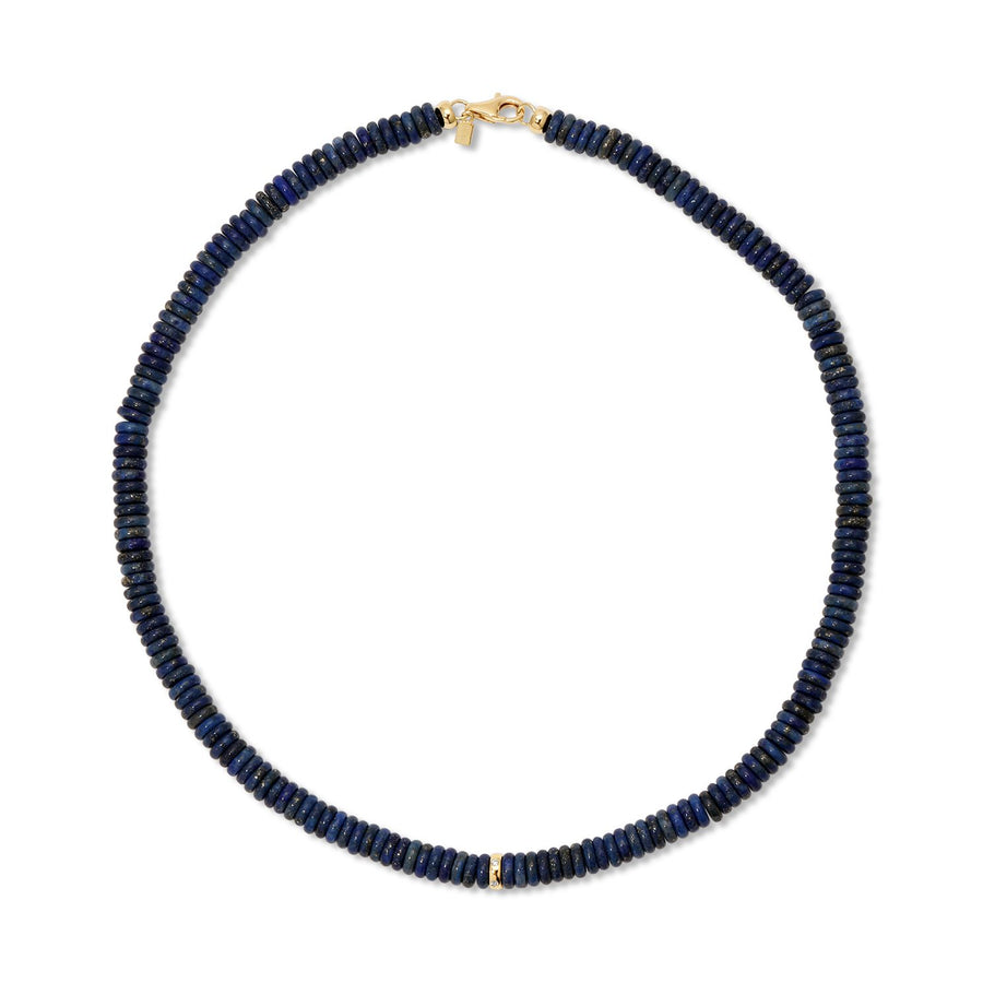 Jumbo Lapis Lazuli Rondelle Bead Necklace