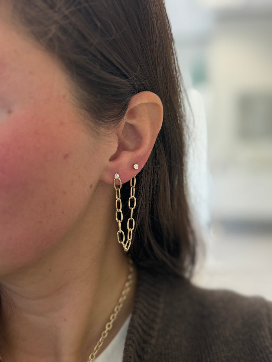 Extra Long Chain Link Dangle Earrings