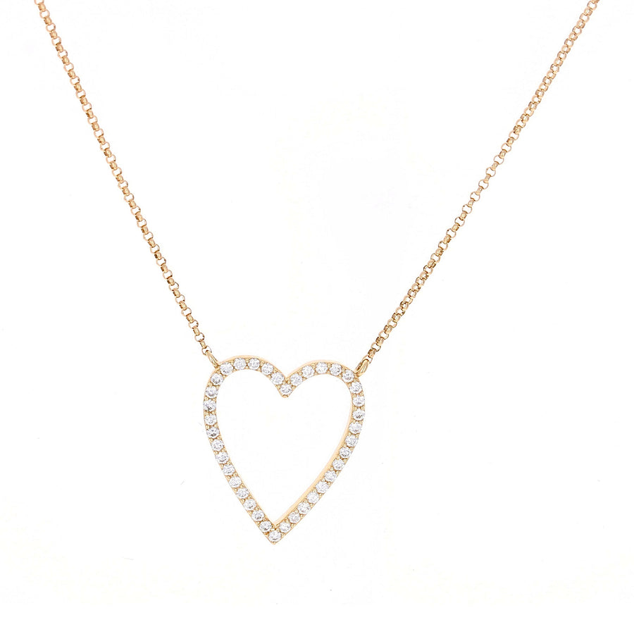 Medium Diamond Open Heart Necklace