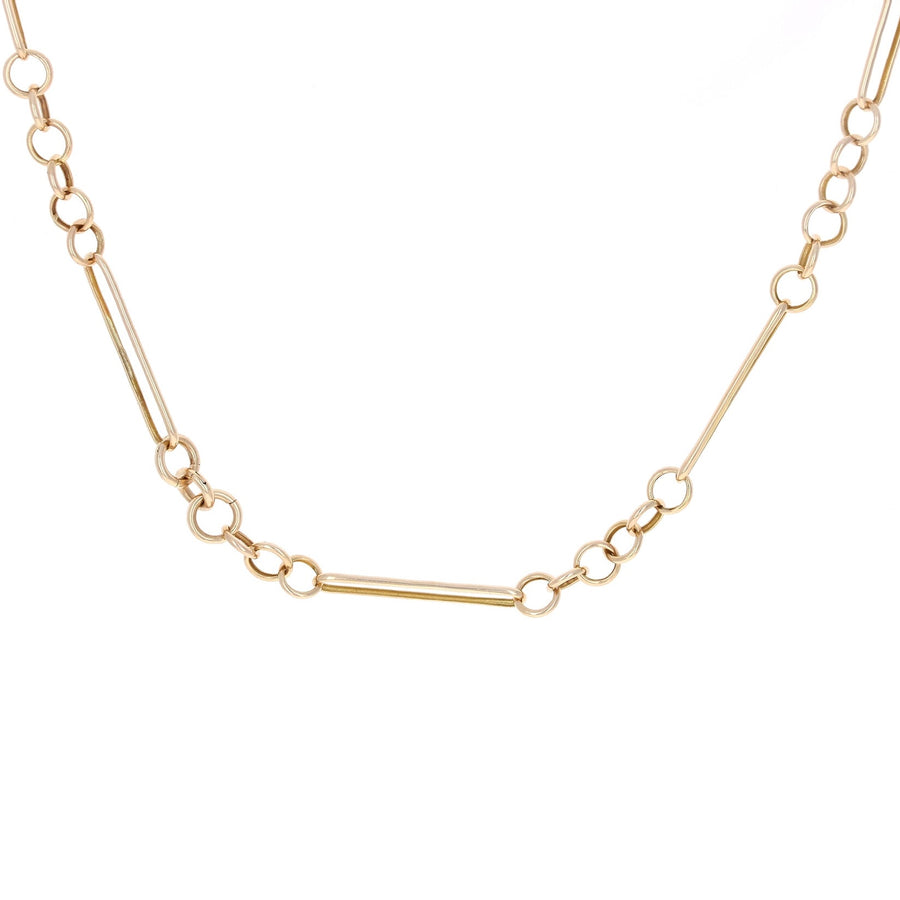 Small Alternating Round Link Chain Necklace