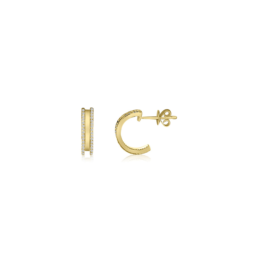 Gold Huggies with Diamond Outline