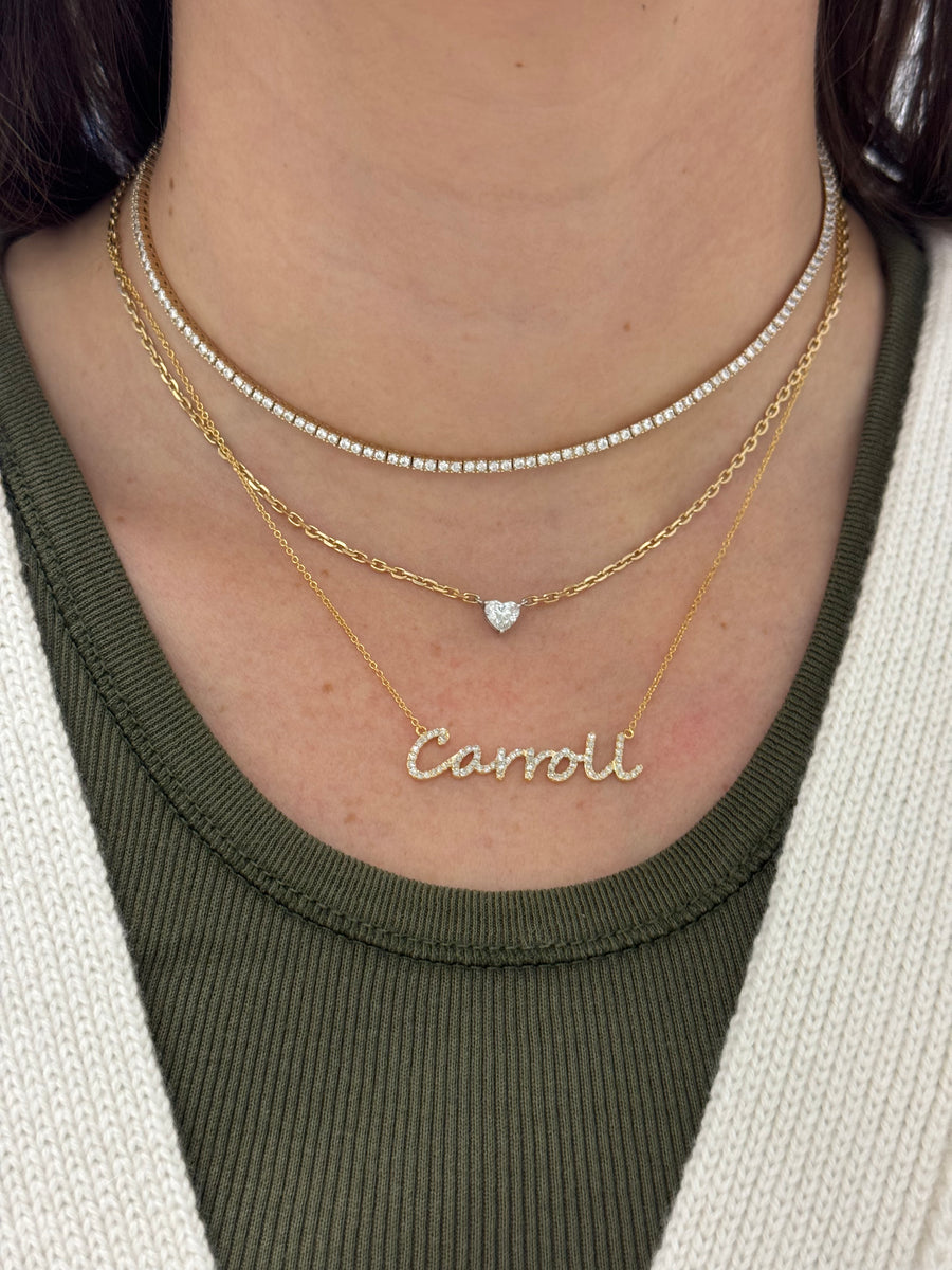 Diamond Script Name Necklace – Bella Madre Jewelry
