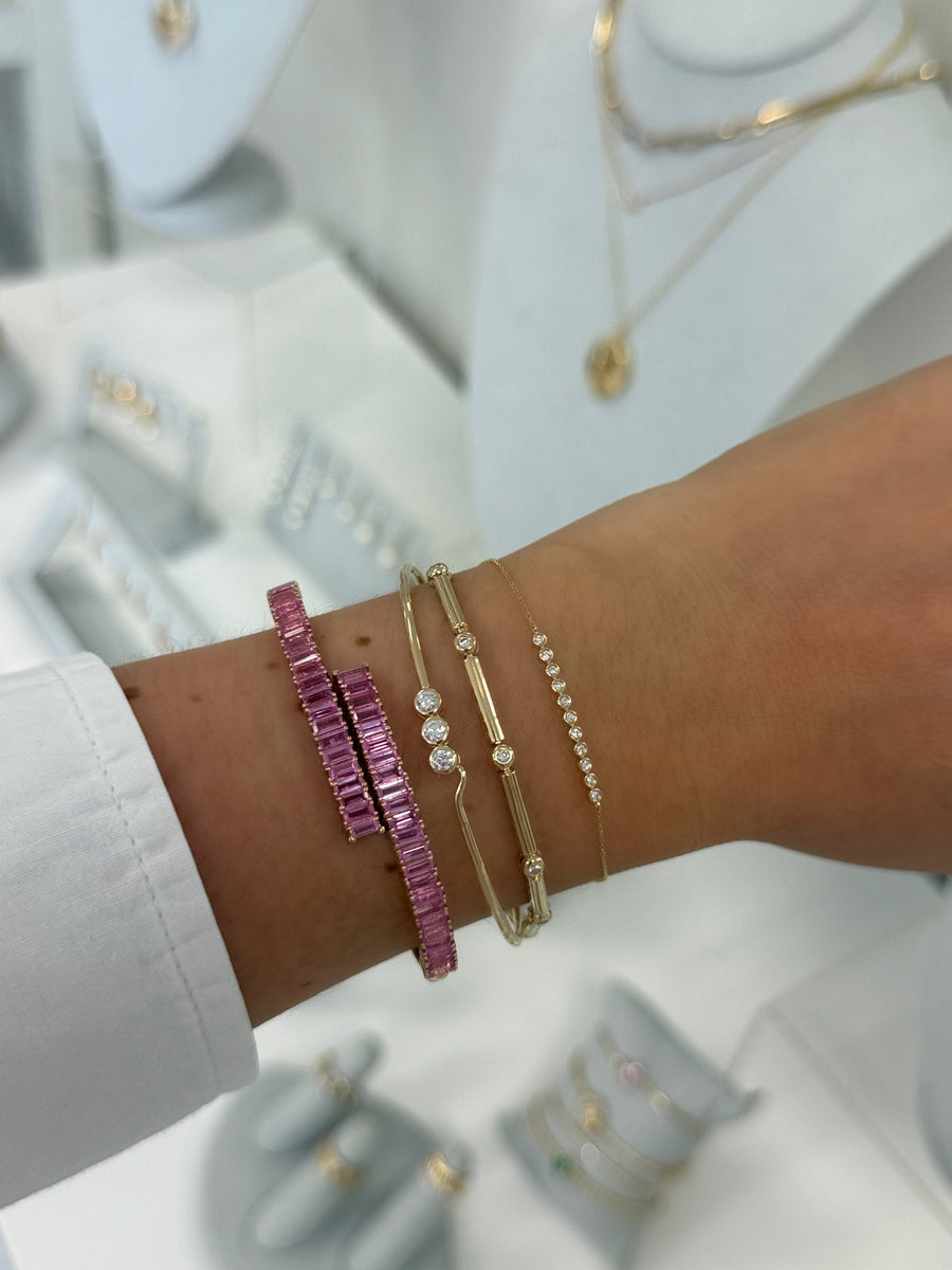Pink Sapphire Baguette Crossover Bangle