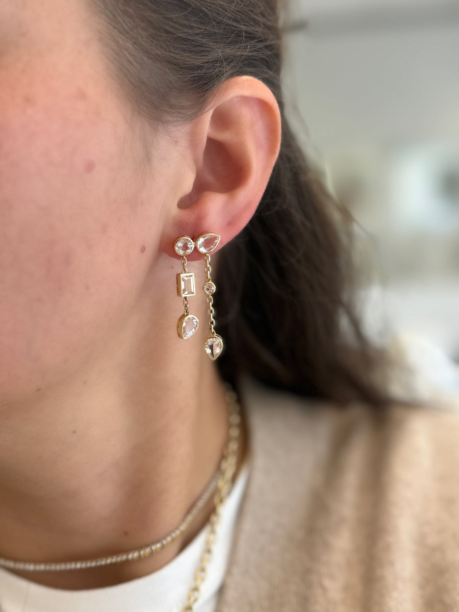 White Topaz Statement Chandelier Earrings
