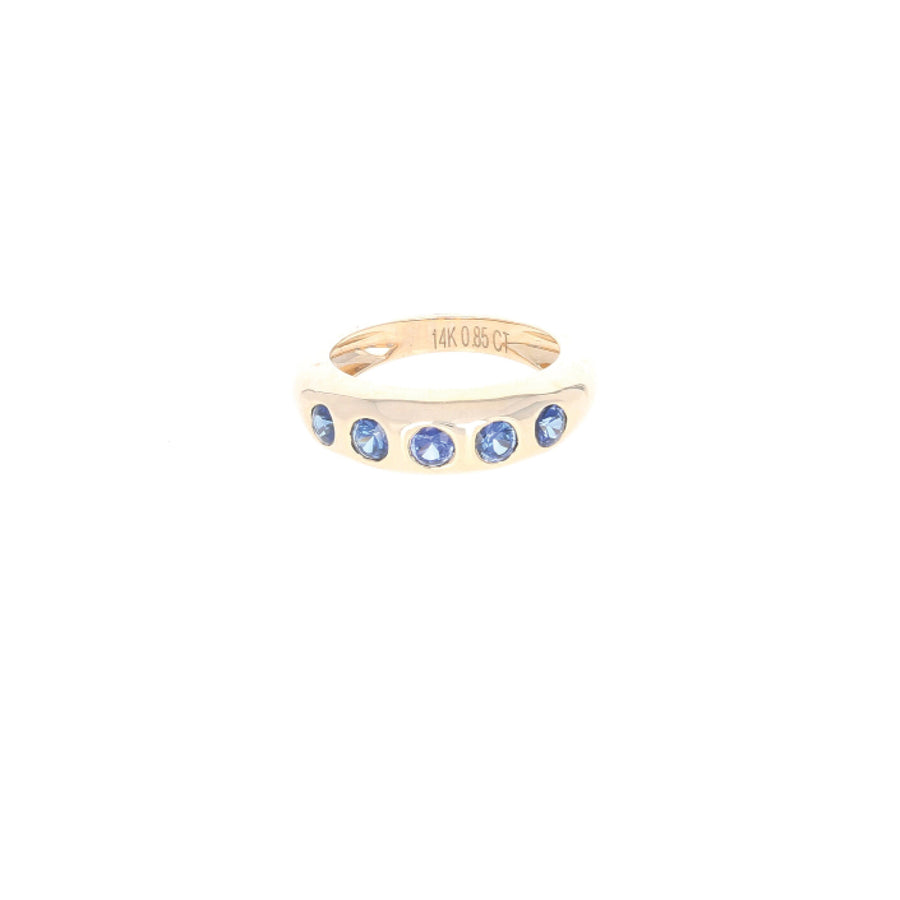 Inlay Blue Sapphires Dome Ring