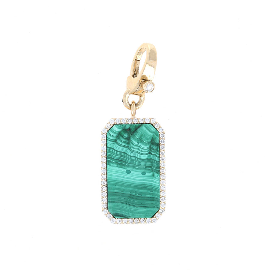 Malachite & Diamond Dog Tag Charm