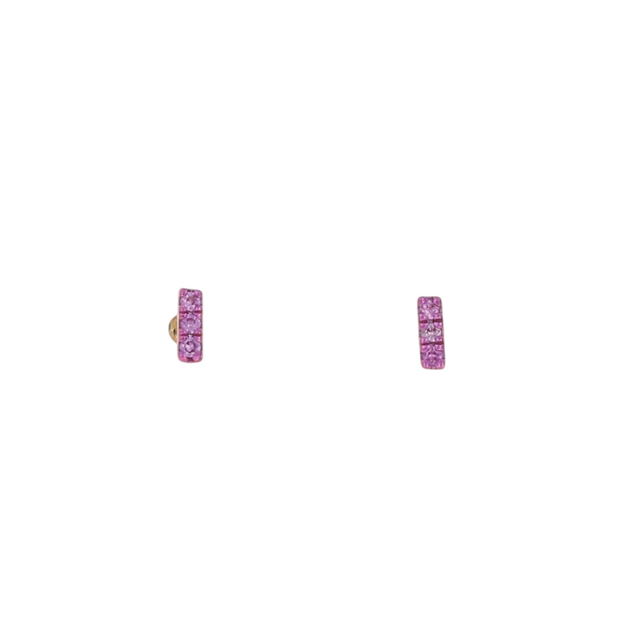 Micro Mini Pink Sapphire Bar Studs