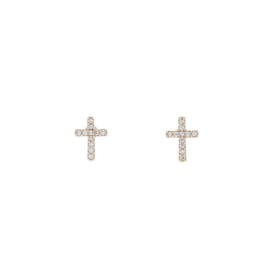 Mini Pave Cross Studs