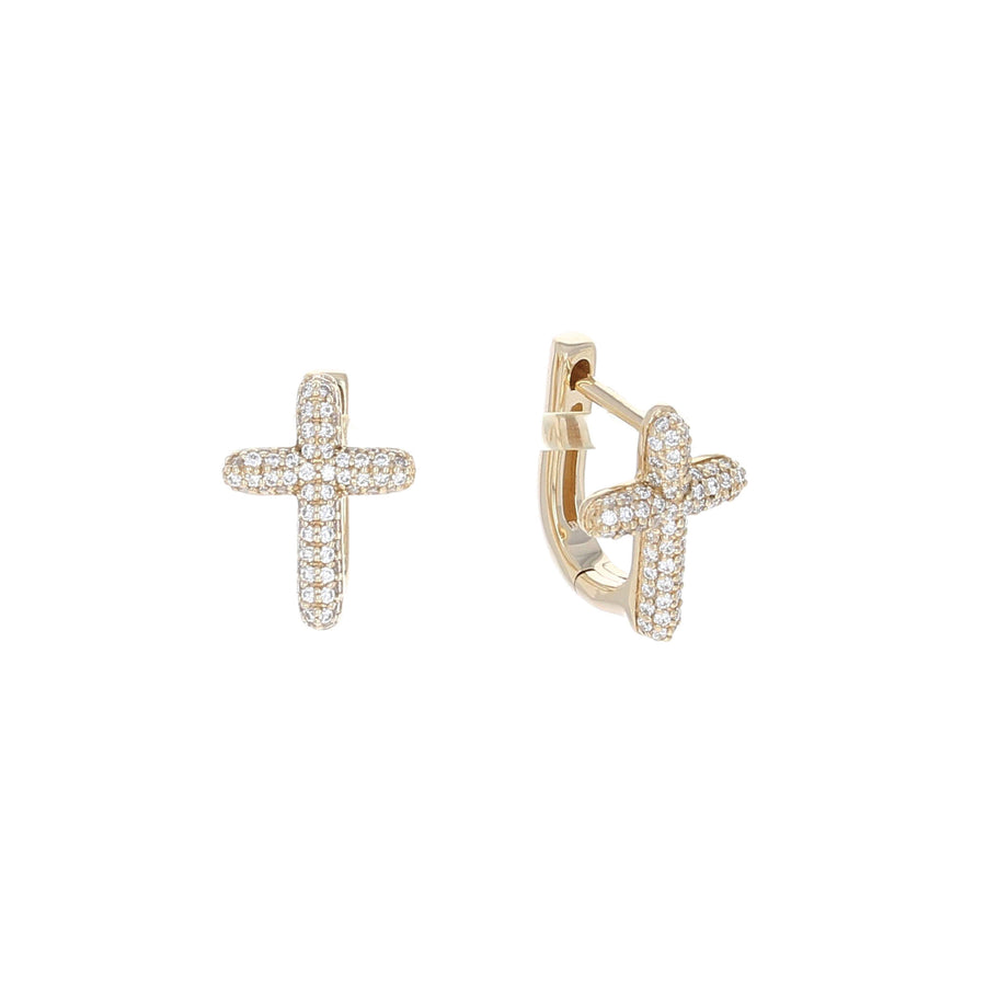 Pave Diamond Cross Huggies