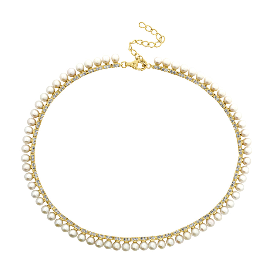 Pearl and Diamond Tennis Necklace