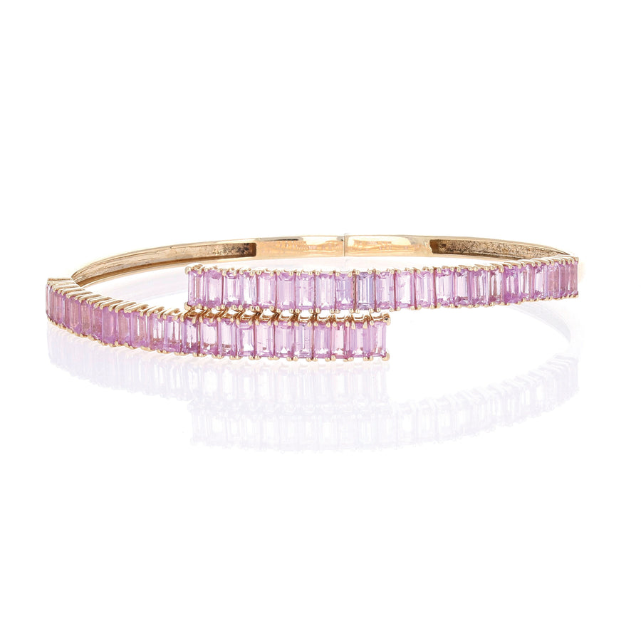 Pink Sapphire Baguette Crossover Bangle