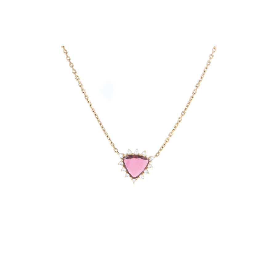 Pink Tourmaline and Diamond Trillion Pendant