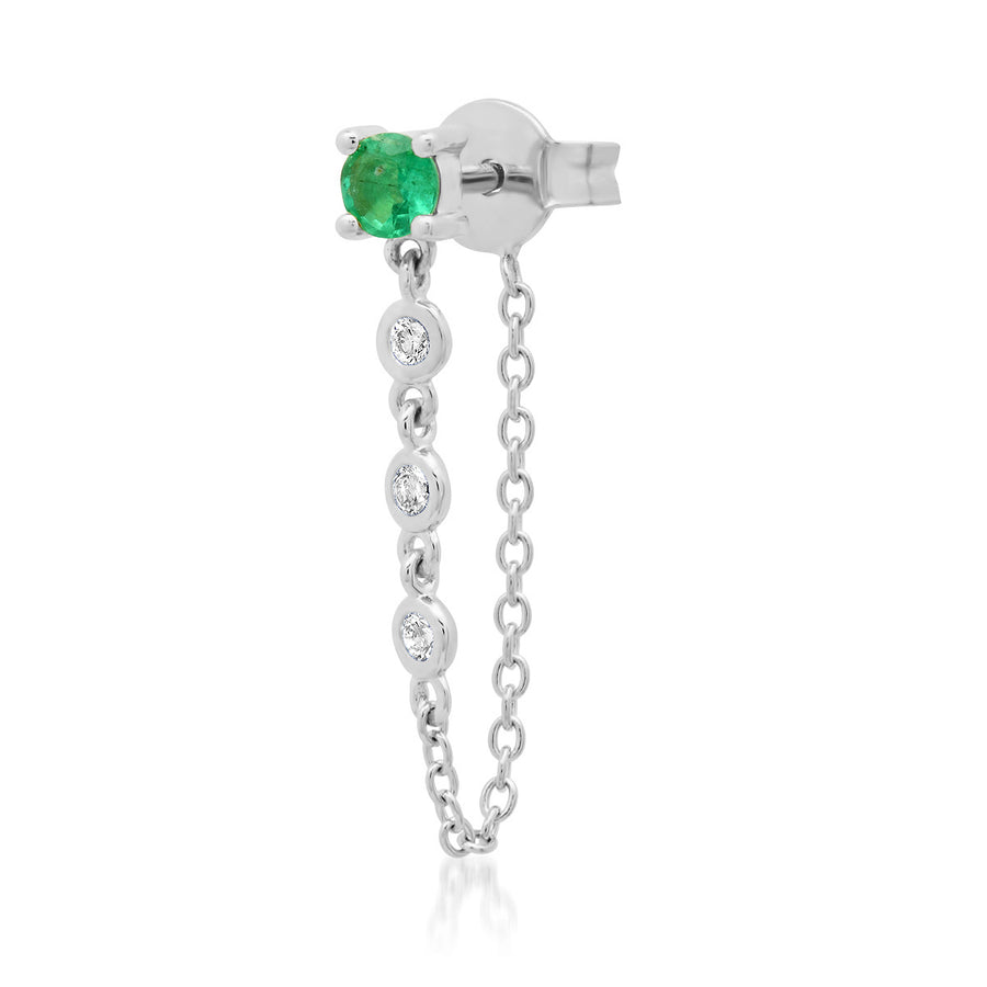 Single Emerald Stud Diamond Chain