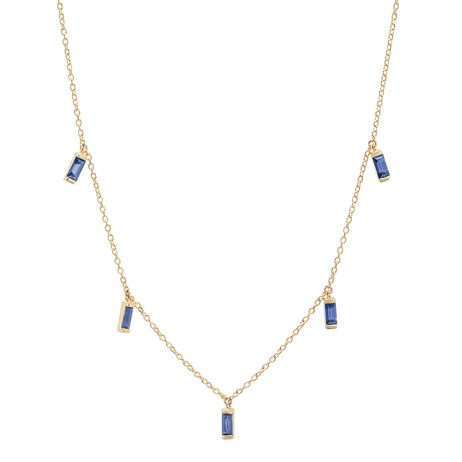 Blue Sapphire Baguette Necklace