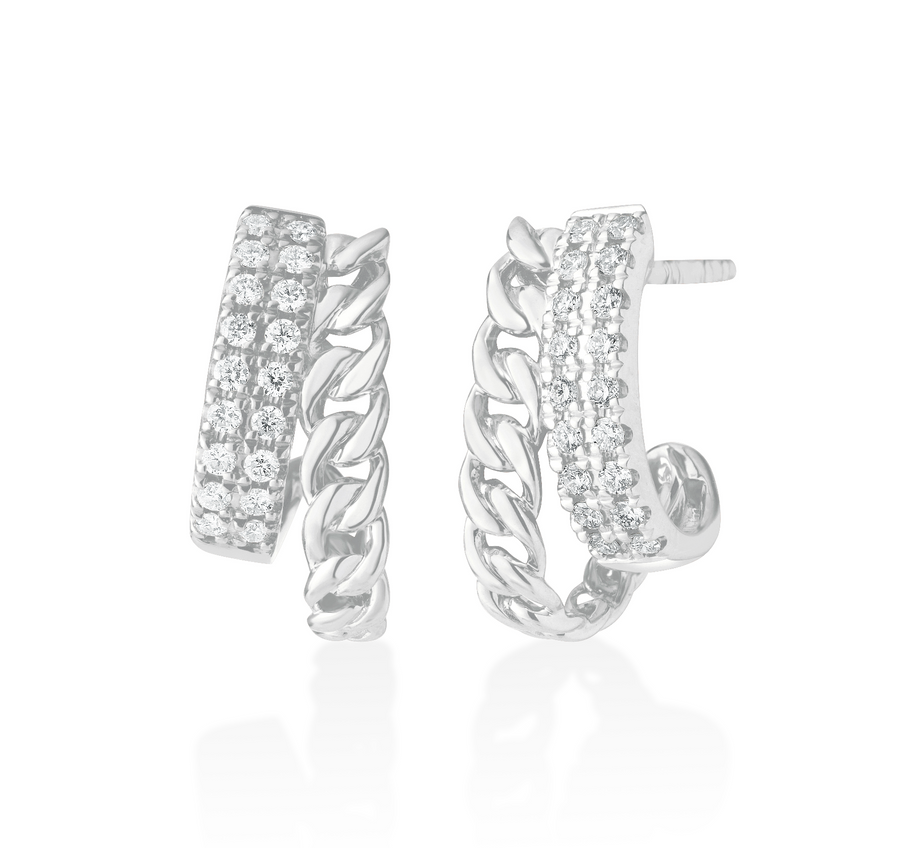 Diamond and Cuban Chain Earrings