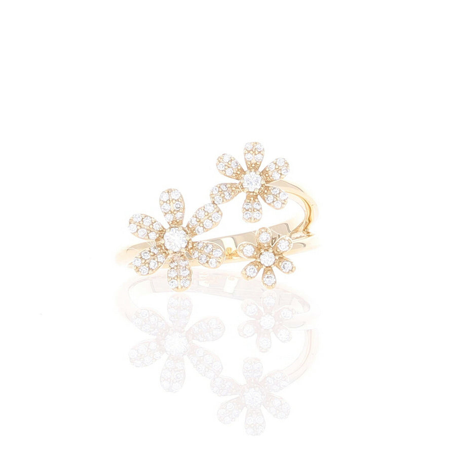 Three Flower Diamond Ring