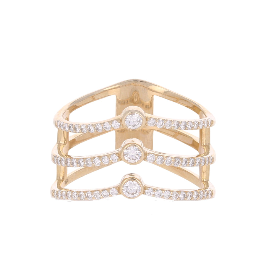 Triple Row Diamond Stacked Ring