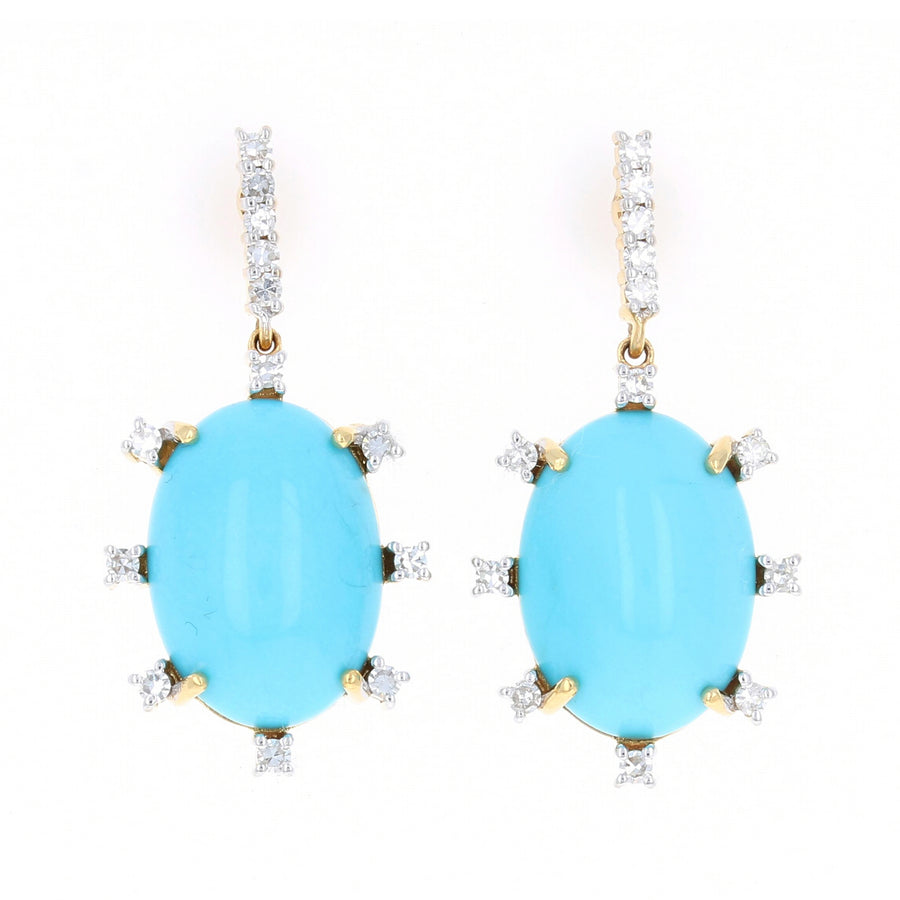 Turquoise and Diamond Starburst Earrings