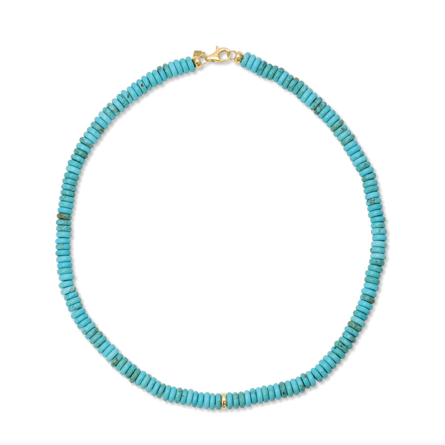 Jumbo Turquoise Rondelle Bead Necklace