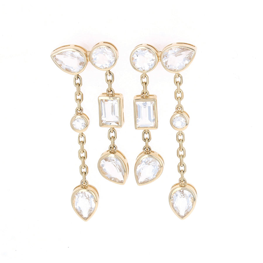 White Topaz Statement Chandelier Earrings