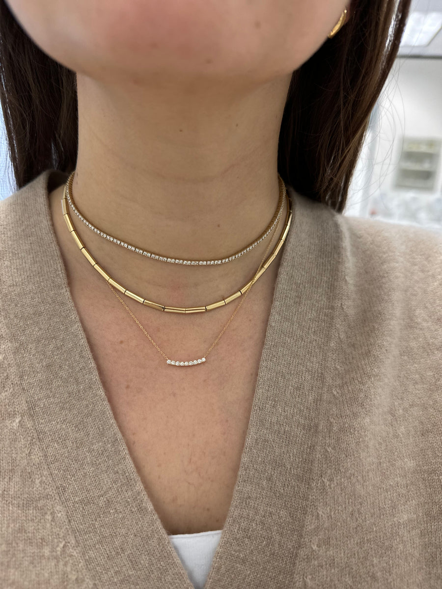 Small Diamond Curved Bar Necklace