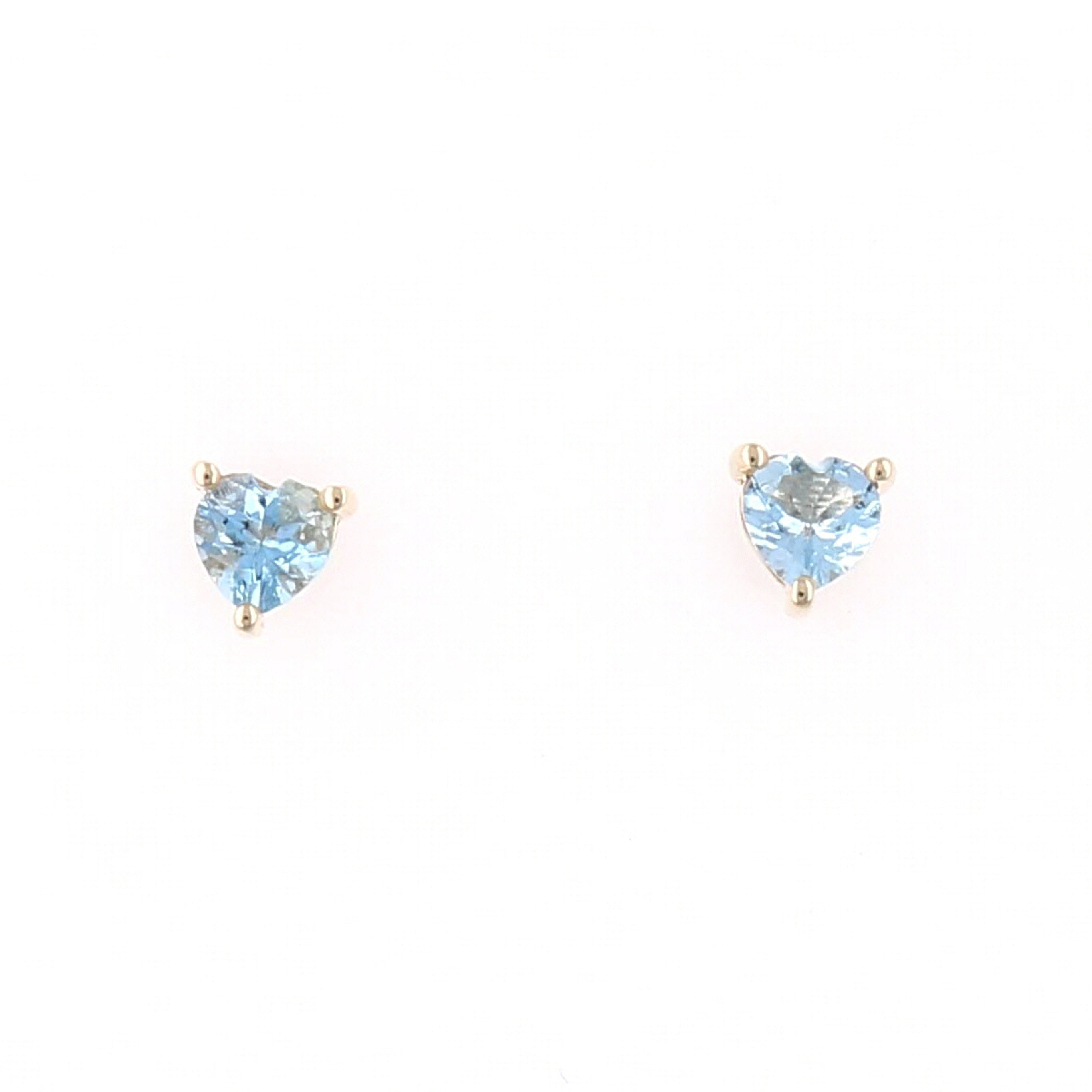 Aquamarine Heart Studs