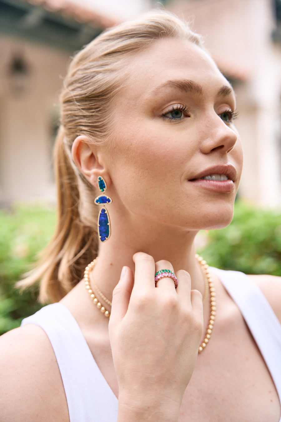 Blue Opal Dangling Earrings