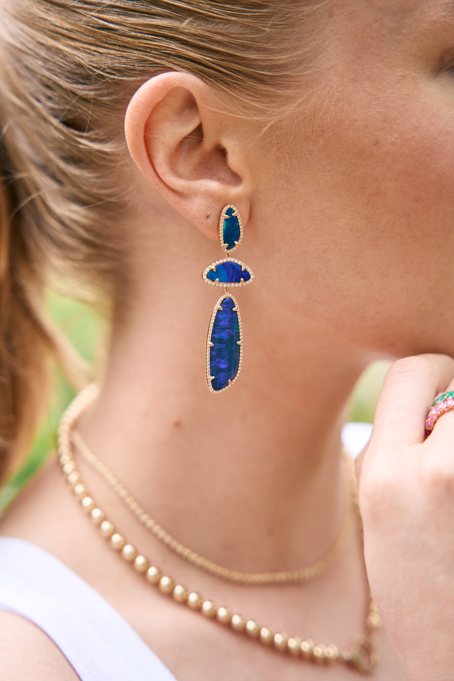 Blue Opal Dangling Earrings