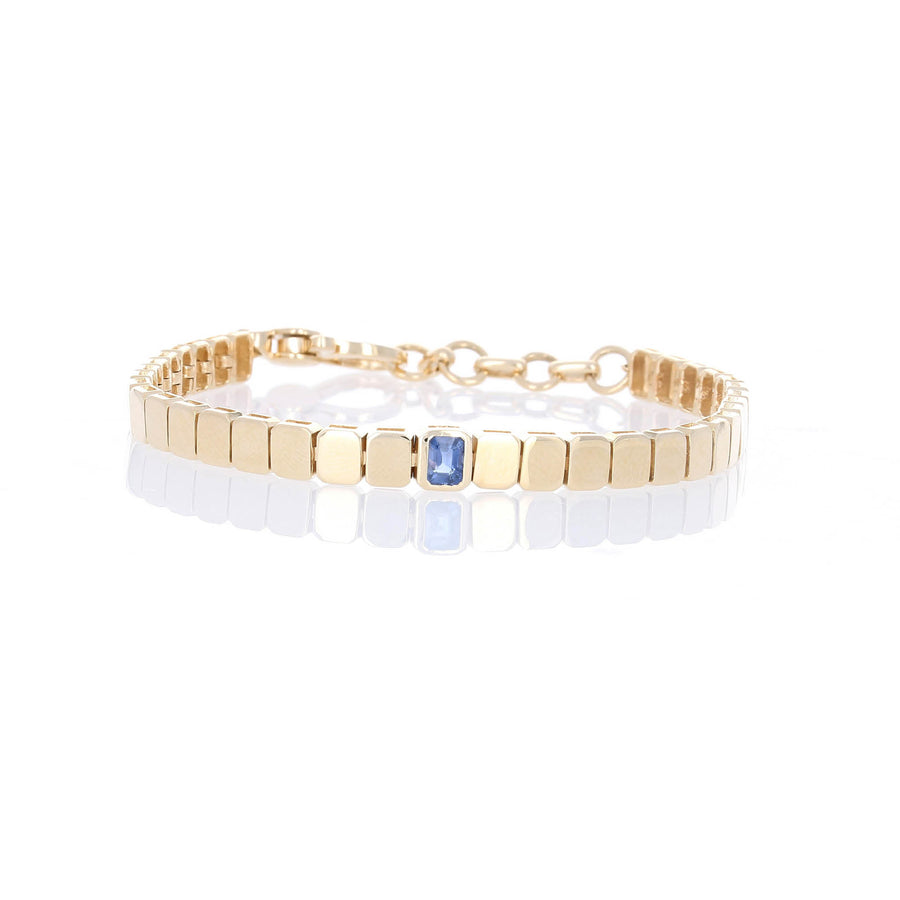 Gold Box Bracelet with Blue Sapphire