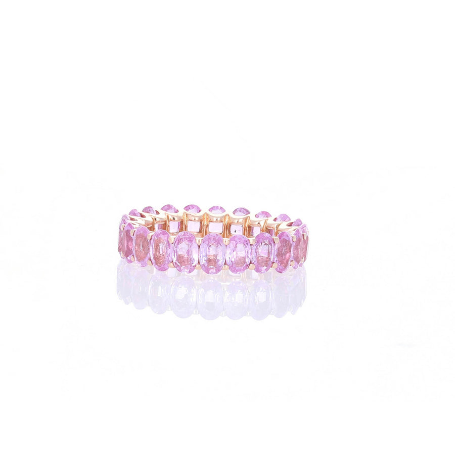 Pink Sapphire Oval Eternity Band
