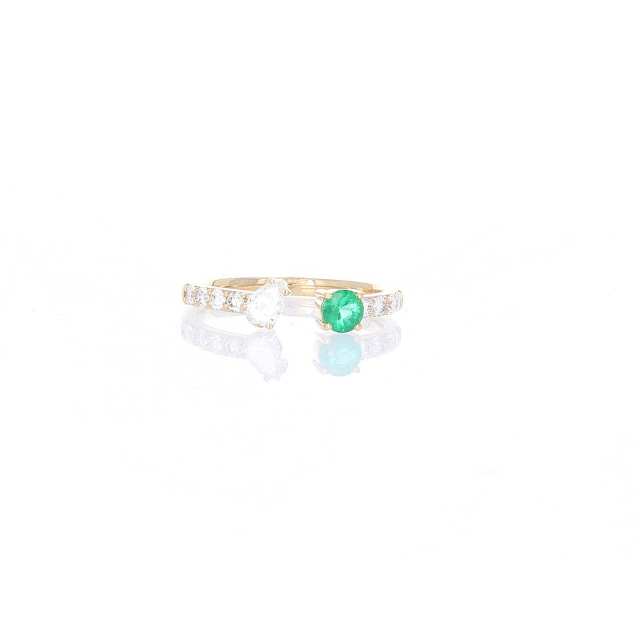 Customizable Two Stone Emerald and Princess Cut Diamond Engagement Ring  1.00 Carat For Sale at 1stDibs | two100tone engagement rings, custom two  stone engagement ring, princess cut vs emerald cut