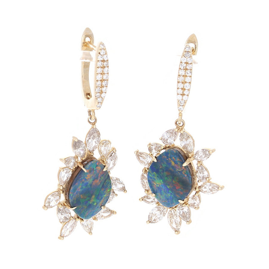 Blue Opal Starburst Earrings
