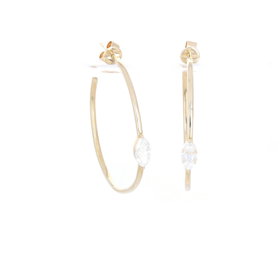 Diamond Solitaire Wire Hoops