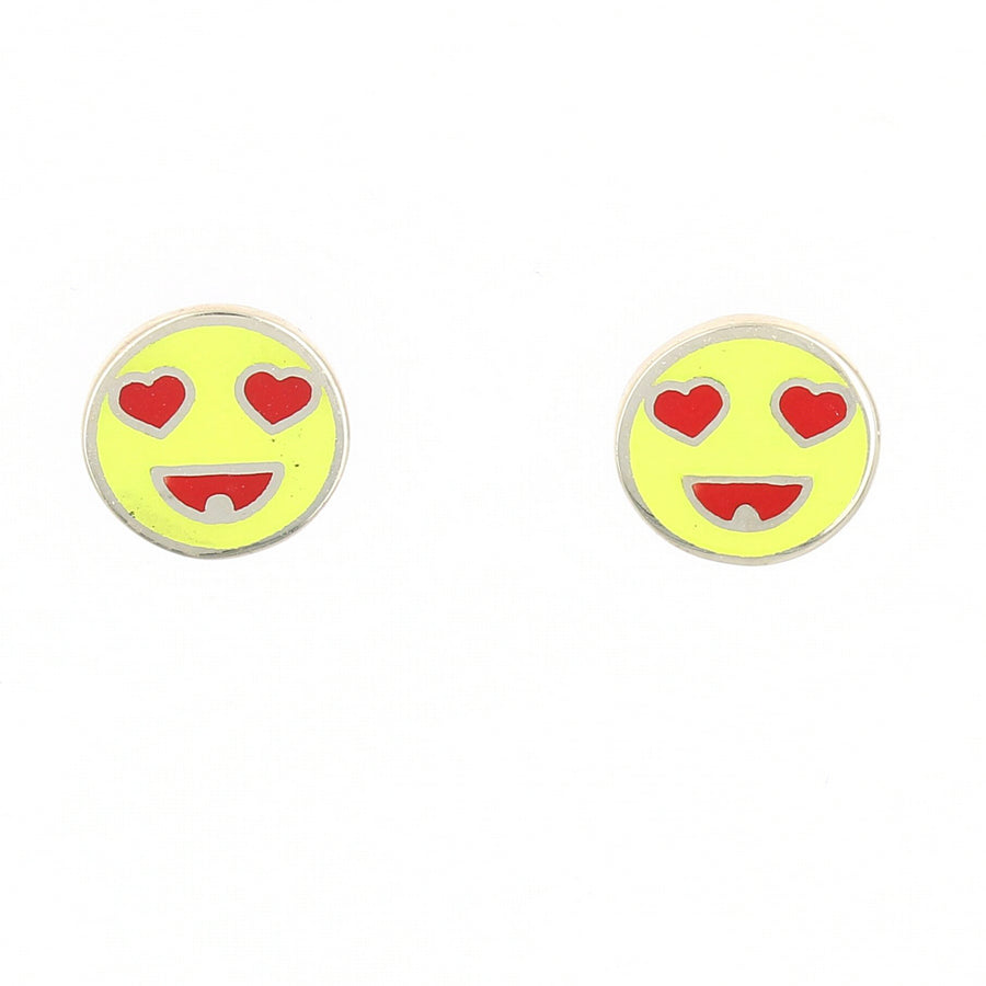 Heart Eyes Smiley Face Studs