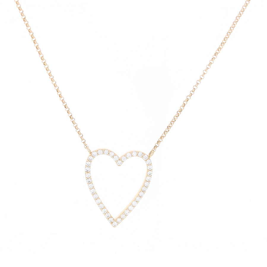 Medium Diamond Open Heart Necklace