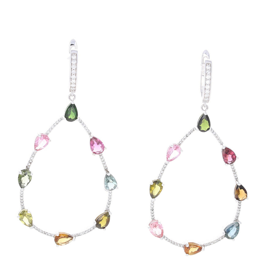 Multi-Color Tourmaline Pear Shaped Earrings