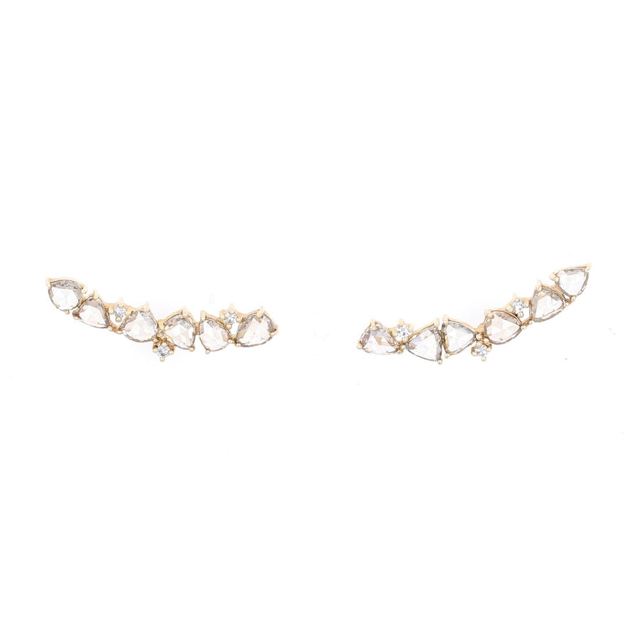 Rose Cut Diamond Crawler Earrings