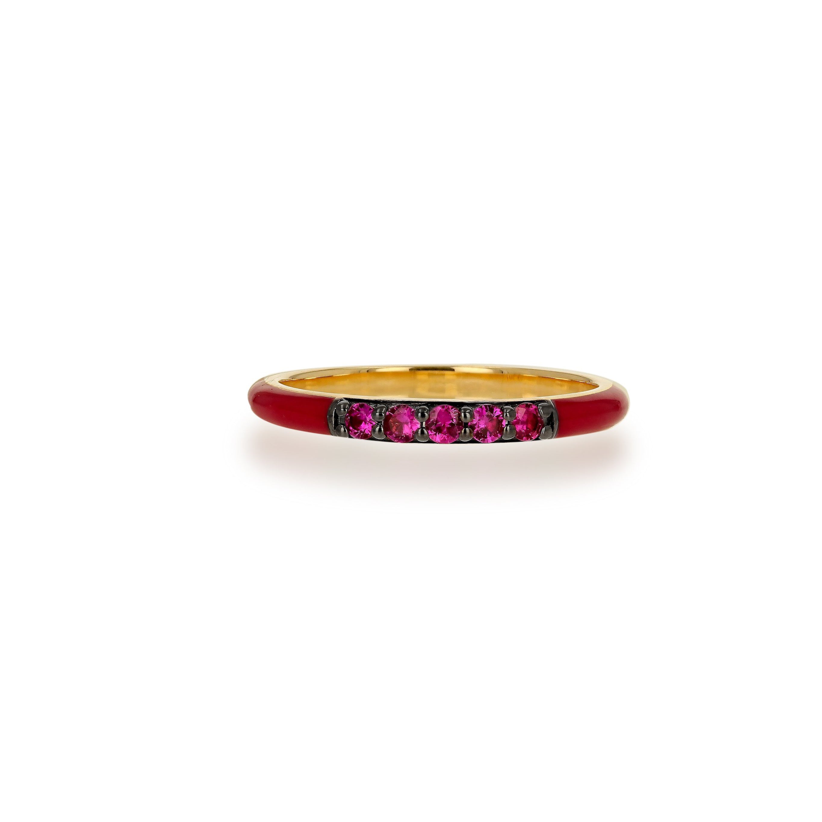Berry Enamel and Ruby Band Ring