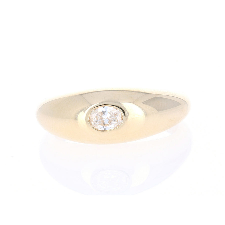 Gold Domed Ring with Flush Set Diamond