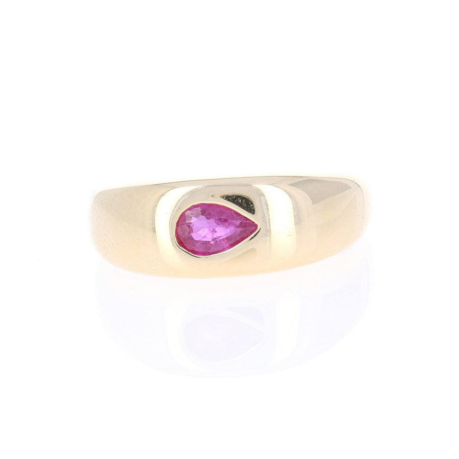 Gold Domed Band with Flush Set Ruby