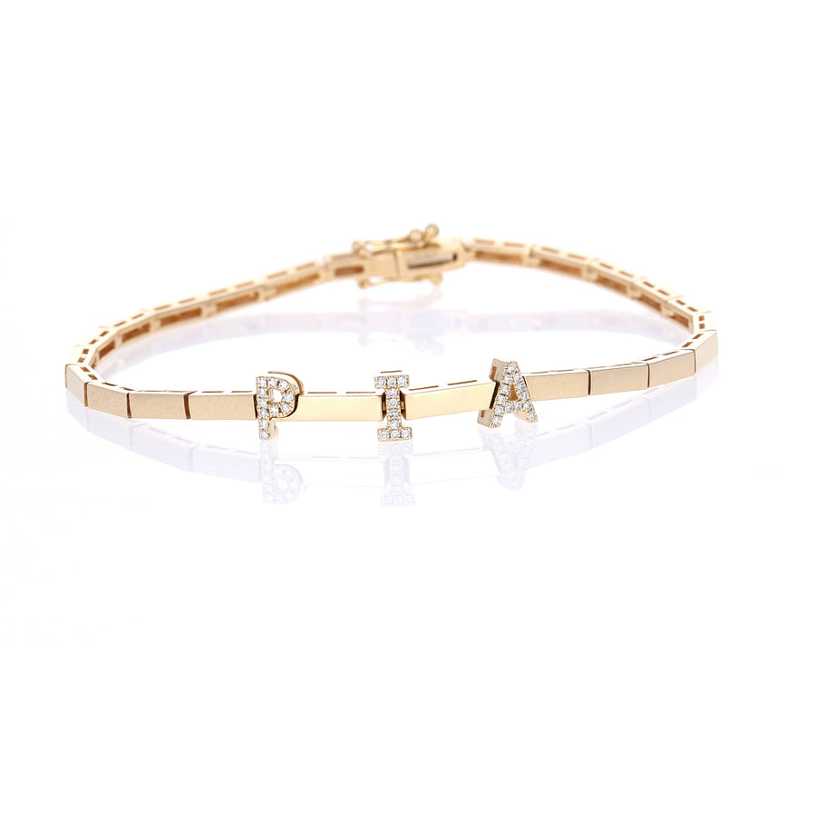 Gold and Diamond Custom Name Bracelet
