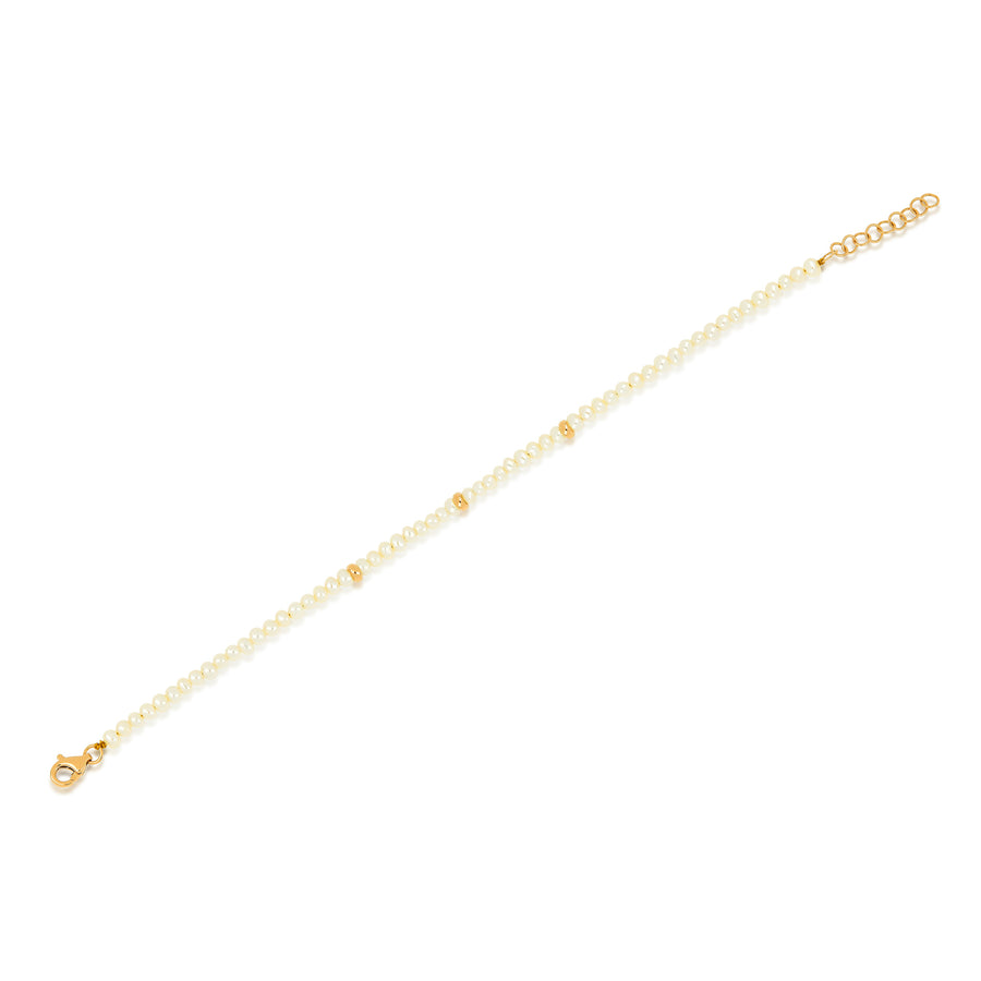 Pearl Birthstone Bracelet With Gold Rondelles